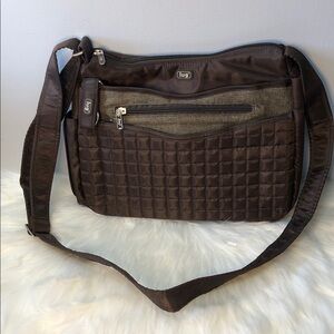 LUG Chocolate Brown Messenger Travel Quilted Bag